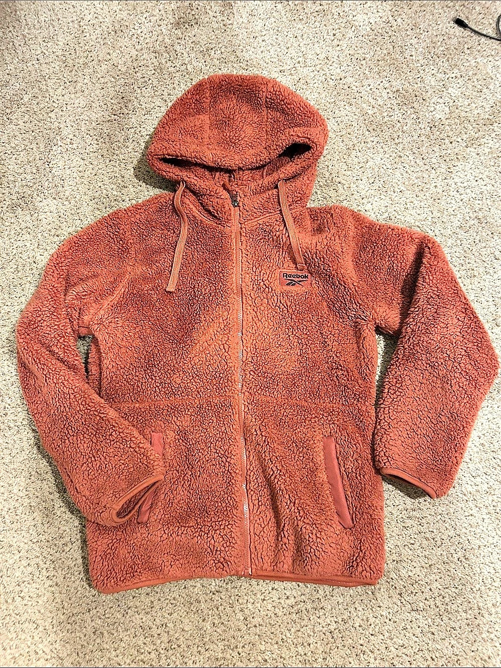 Reebok Sherpa Fleece Full-Zip Hoodie dark pink/Brown Medium